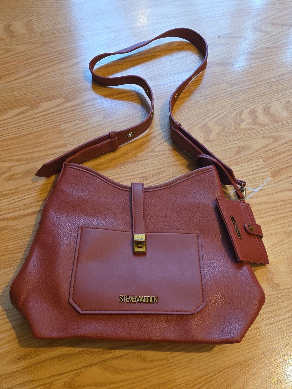 Steve Madden Rust Orange Pebbled Leather Shoulder Bag